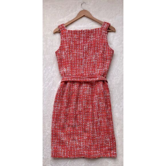 Ann Taylor Red Tweed Button-Front Sheath Dress - Picture 12 of 16